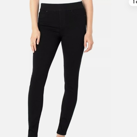 Liverpool Womens SiennaLegging Pull-On Denim Jean Pants, Black Rinse, Size 8 - Picture 3 of 8